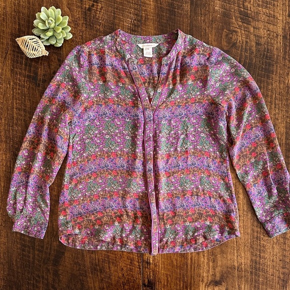 Sundance Tops - Sundance | 100% Silk Sheer Floral Button Down Blouse, Size PM
